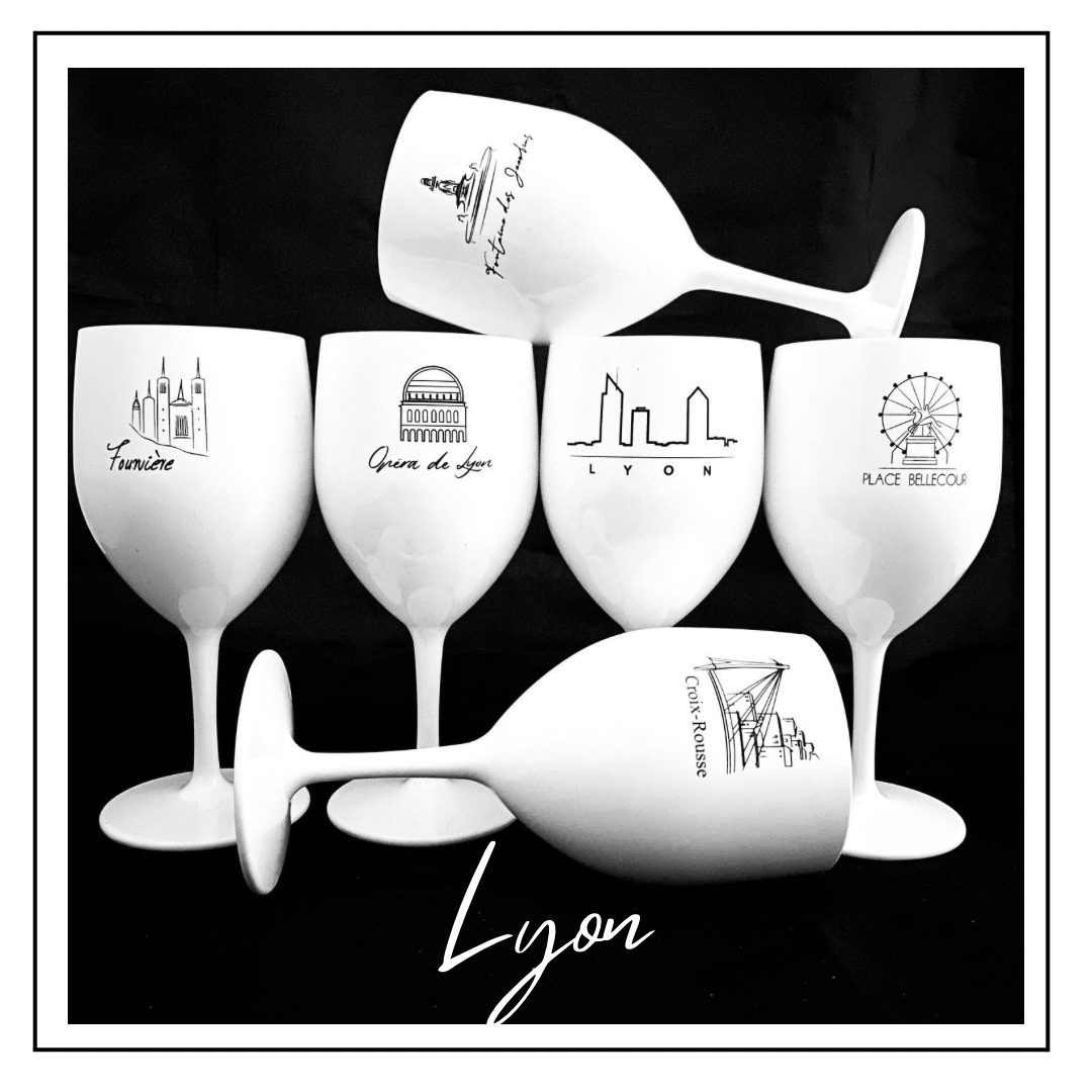 Lot de 6 verres blancs incassables réutilisables - LYON DESIGN