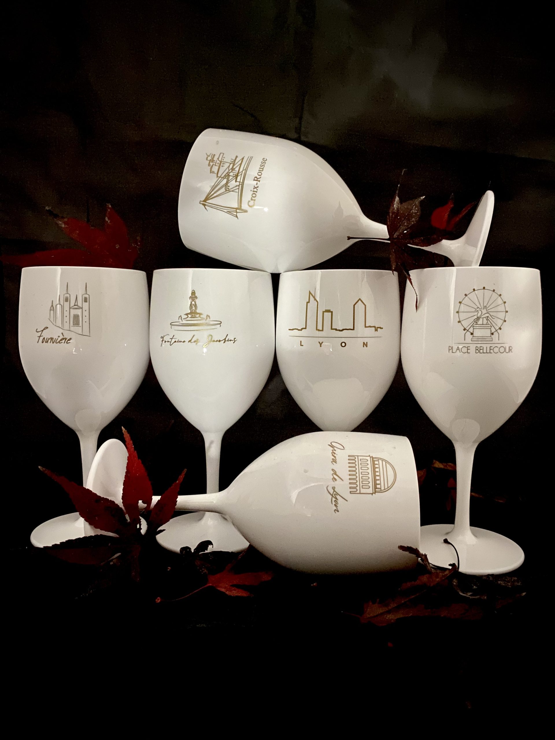 Lot de 6 verres blancs et OR incassables réutilisables – LYON DESIGN