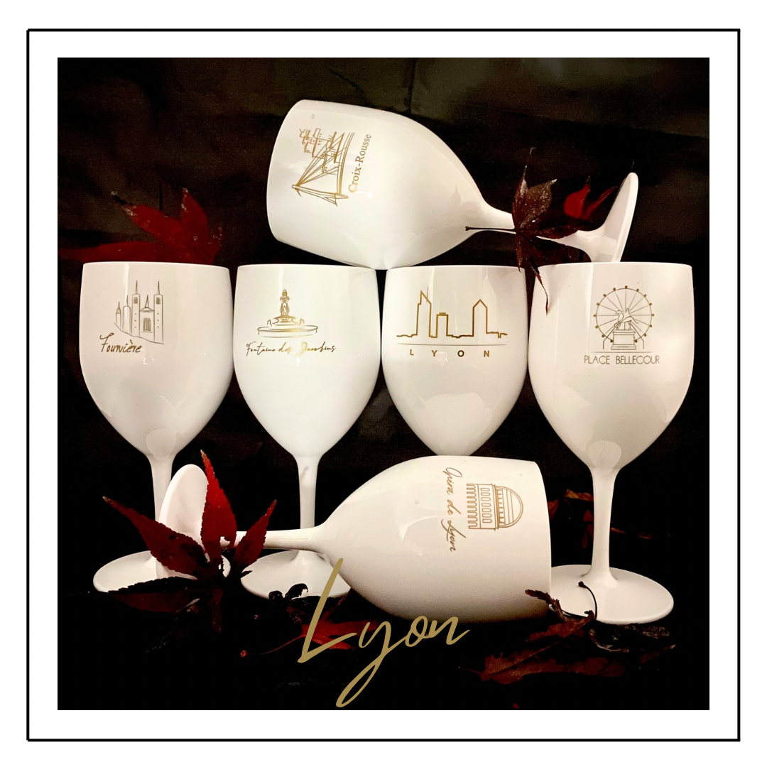 Lot de 6 verres blancs et OR incassables réutilisables – LYON DESIGN